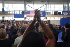 President Barack Obama delivering address and greeting crowd in New Orleans, Louisiana
