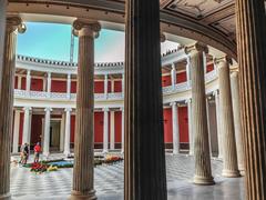 The Zappeion hall atrium in Athens with classical architecture and large arched windows