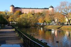 Uppsala Castle from the east with Svandammen pond in the foreground