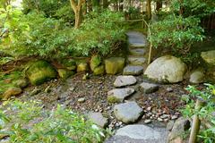 Nitobe Memorial Garden at University of British Columbia in Vancouver showing traditional Japanese garden elements