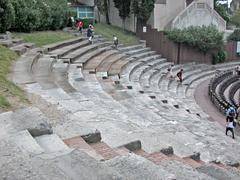 Roman theater ruins in Verona with stone seating and ancient stone structures