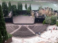 Roman theater in Verona with cavea seen from Archaeological Museum