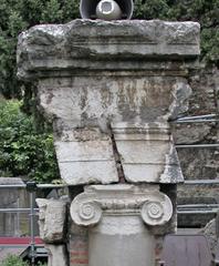 Roman theater in Verona with ionic capital and entablature