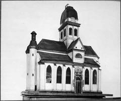 Southwest view of Saint Jacob's Church model, made in 1836, displayed at the Nordic Museum