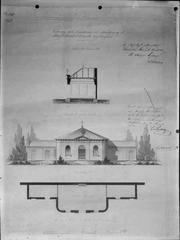 Jakobs kyrka exterior architectural drawing of proposed reconstruction and extension of funeral chapel by August Ekmarck 1863