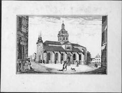 Jakobs kyrka church exterior view from the south side