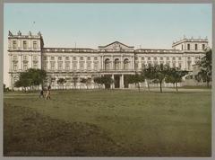 Royal Palace of Ajuda in Lisbon historic black and white print