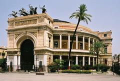 View of Teatro Politeama in Palermo showcasing its neoclassical architecture.