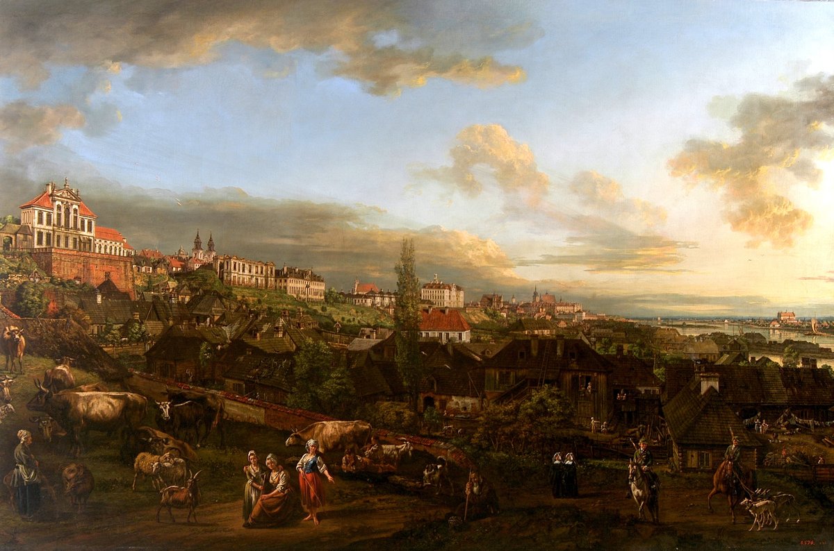 Panoramic view of Warsaw with Ordynacki Palace in the foreground by Bernardo Bellotto