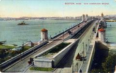 Historical postcard of New Cambridge Bridge (Longfellow Bridge) before 1916 with early Boston to Cambridge view