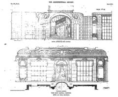 Illustration of the entrance and lounge of the Ritz Hotel in London featuring elegant decor and the Winter Garden
