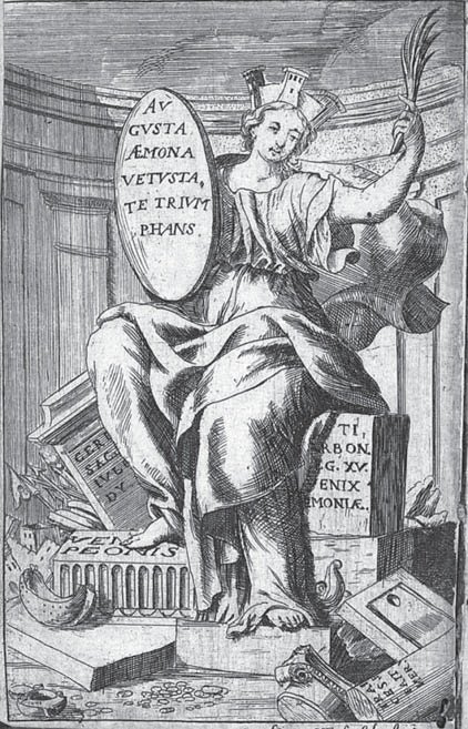 Personification of Emona copper engraving by Janez Gregor Dolničar