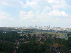 View of Jozi Express and Johannesburg skyline from Giant Wheel at Gold Reef City