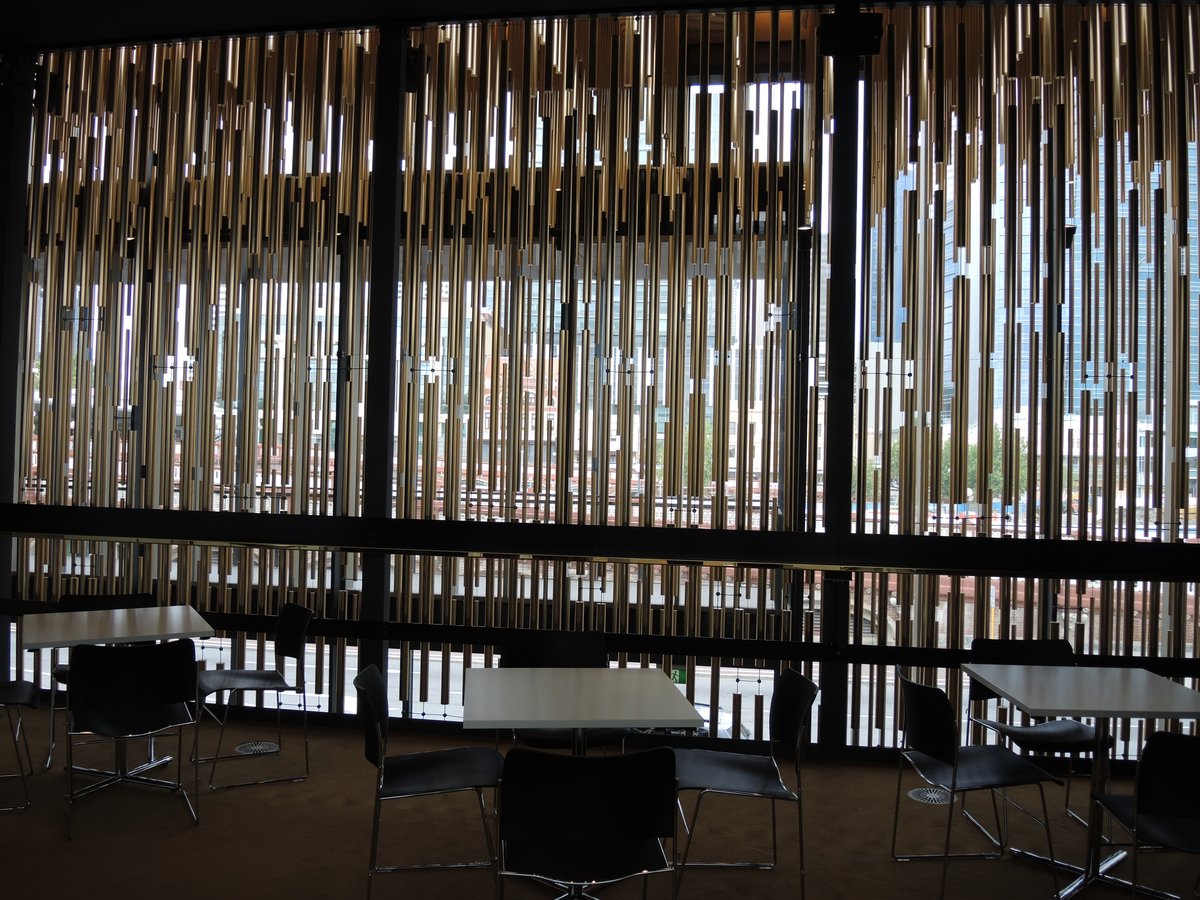 View of State Theatre Centre of Western Australia with Perth city skyline in background during Open House Perth 2014
