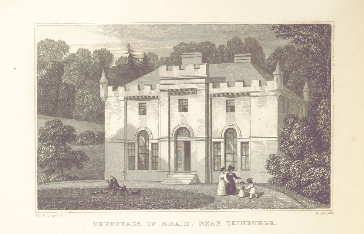 Hermitage of Braid near Edinburgh in 1829, historical landscape painting