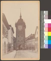 View of the Stadtturm tower in Baden from the north near Bruggertor