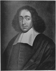 Portrait of Benedictus Baruch Spinoza philosophical thinker black and white painting