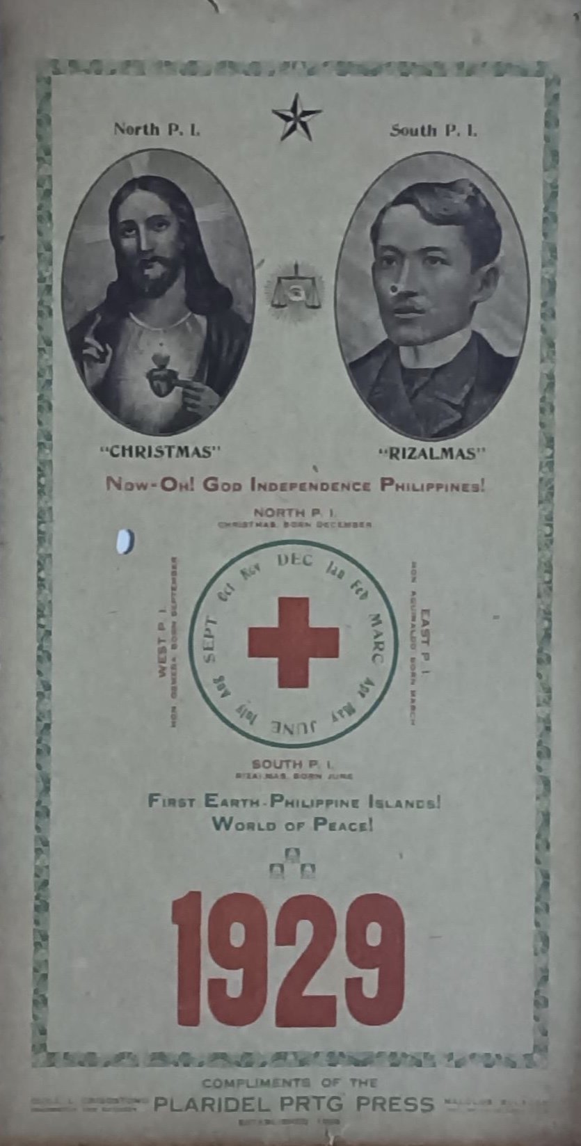 Christmas and Rizalmas 1929 vintage poster featuring festive holiday artwork