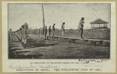 Execution of Jose Rizal, the Philippine Joan of Arc, depicted in historic 1896 illustration