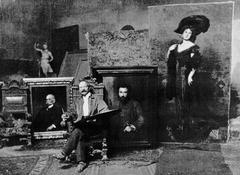 Cesare Tallone in his art studio at Pinacoteca di Brera in 1906