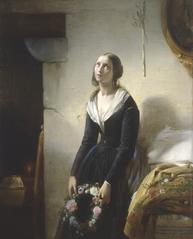 Mother mourning the death of her child painting by Giuseppe Molteni