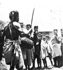 Ai ceremony performance after successful tiger hunt in Lushai culture