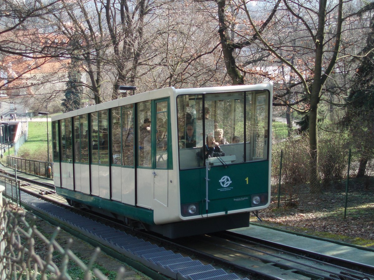 Funicular railway on Petřín Hill in Prague