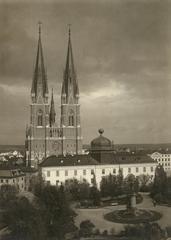 Gustavianum building with Uppsala Cathedral in the background, Uppsala cityscape