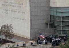 The Ceremonial Honor Guard carrying the casket of former President George H.W. Bush at Texas A&M University, December 6, 2018