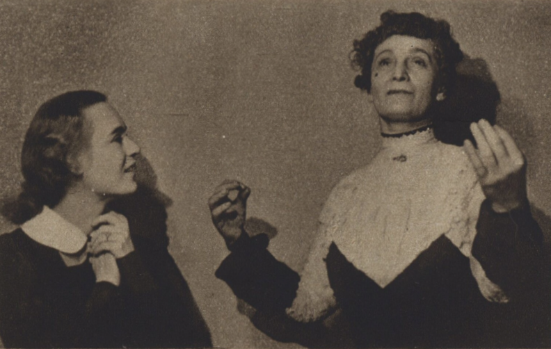 J. Stránská and Marie Nademlejnská in scene from C. Winsloe's Yesterday and Today at Městské divadlo na Poříčí, Prague, 1943