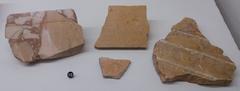 Marble samples used in Lyon theaters including ancient yellow marble from Chemtou, Tunisia