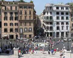 Fontana della Barcaccia fountain at the base of the Spanish Steps in Rome, Italy