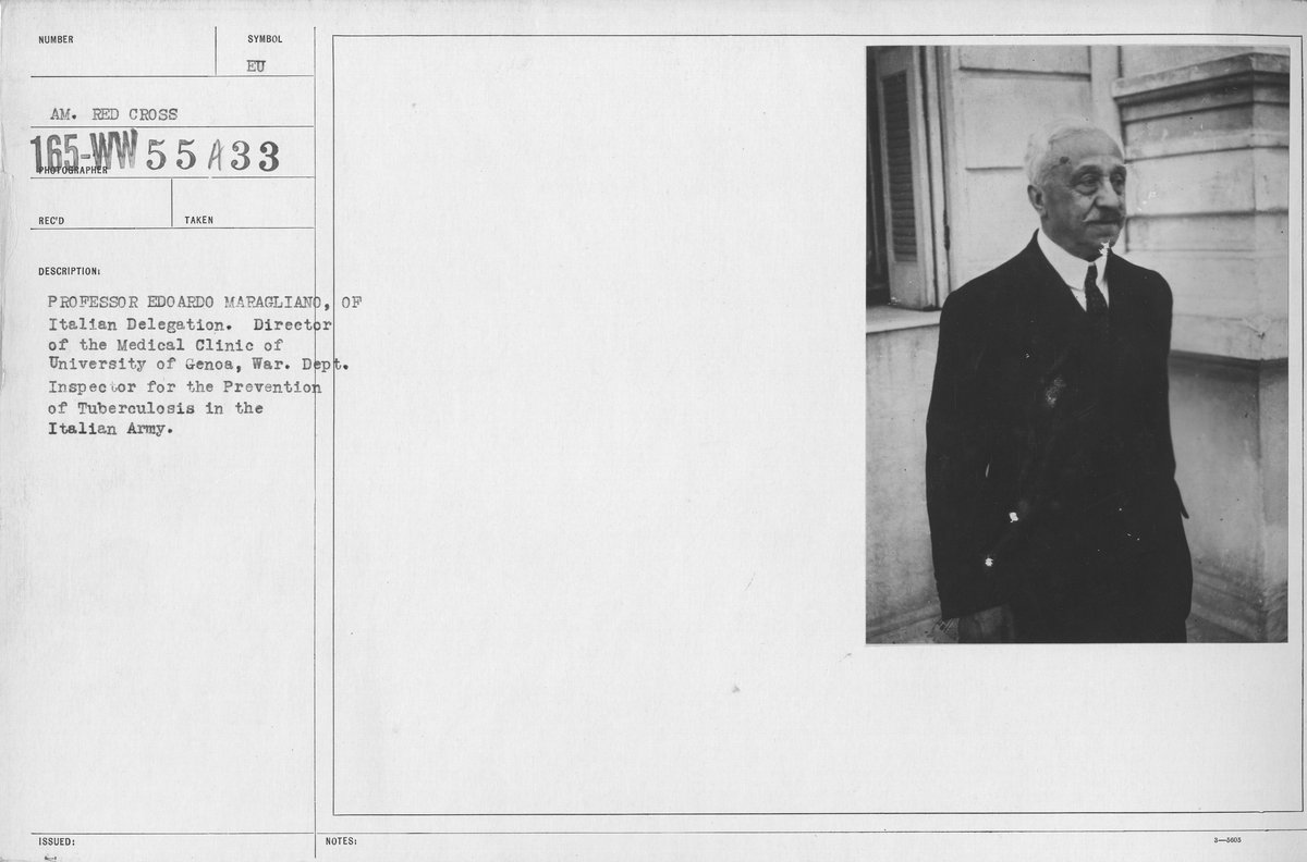 Professor Edoardo Maragliano, Italian delegation member and Director of the Medical Clinic at University of Genoa, inspecting tuberculosis prevention in Italian Army during wartime