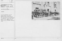 American Red Cross trucks and cars in courtyard of the Royal Palace at Genoa for supply distribution