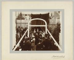 First stone laying ceremony for the new art halls of Pulchri Studio in The Hague on August 9, 1900, showing Hendrik Willem Mesdag with a festive group