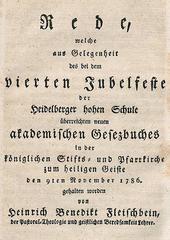 Heinrich Benedikt Fleischbein delivering a jubilee sermon in 1786