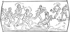 Illustration from Mark Twain's 1880 book A Tramp Abroad depicting a travel scene