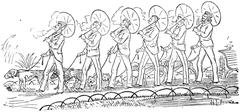 Illustration from Mark Twain's book A Tramp Abroad showing travelers