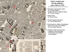 Map showing locations of École royale between 1834 and 1870