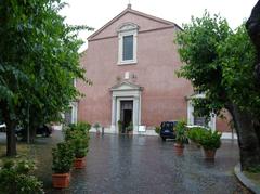 Facade of Chiesa di San Pancrazio in the Gianicolense district of Rome