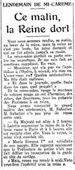 Portrait of the Queen of Queens of Paris 1927 on the morning after the Mid-Lent festival