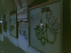 Vandalized façade of Hôtel Lutetia during 2006 anti-CEP riots in Paris