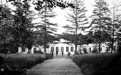 Historical orangery building in The Linnaeus Garden, Uppsala, Sweden before 1885