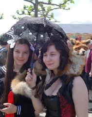 Cosplayers dressed in colorful costumes at Japan Day in Düsseldorf 2016