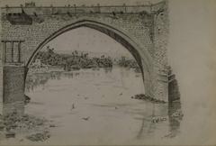 Puente de San Martín bridge in Toledo over the Tagus River on a cloudy day