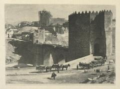 Black and white artistic photograph of the Bridge of St. Martin in Toledo by J. Craig Annan