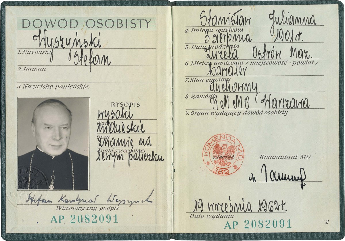 ID card of Cardinal Stefan Wyszyński