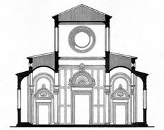 Drawing of S. Spirito facade in Florence by P. Laspeyres, 1882
