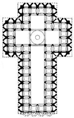 Architectural floor plan of Santo Spirito church in Florence, Italy by Filippo Brunelleschi