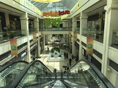 Dalma Garden Mall exterior in Yerevan with clear sky in July 2017